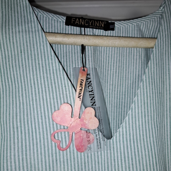 FancyInn Chambray Pinstripe Tiered Midi Dress XL - Picture 7 of 7